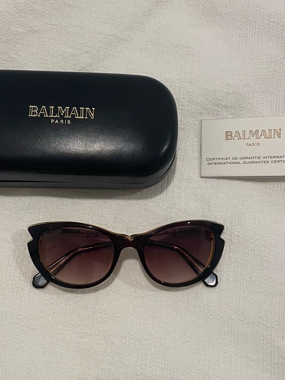 Balmain Women's Black Cat Eye Sunglasses - Black/Brown Lenses